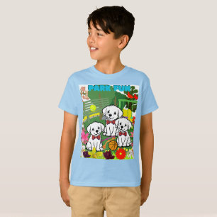 T-shirt Puppies de parc où Fleurs et Amusants se heurtent