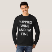 T-shirt Puppies Vin Et Je M'Amuse Bien Alcoholic (Devant entier)