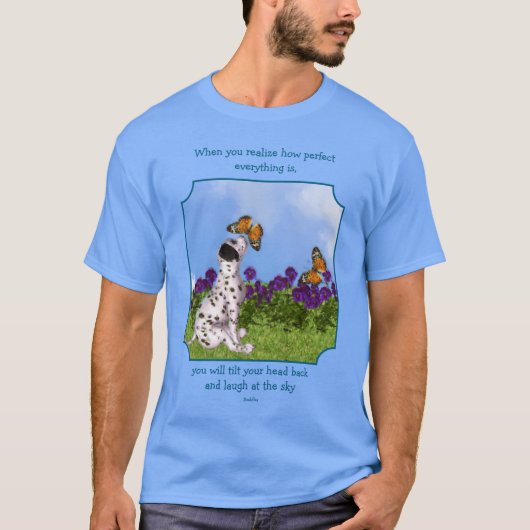 T-shirt Puppy Butterfly Buddha Inspirational Quote  (Devant)