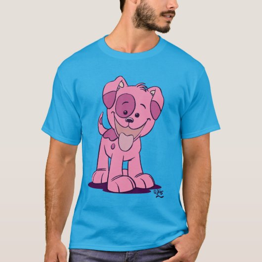T-shirt Puppy Cartoon Rose Cute (Devant)