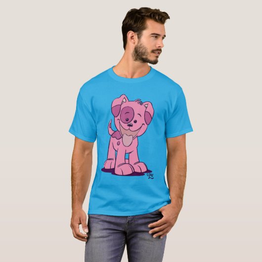 T-shirt Puppy Cartoon Rose Cute (Devant entier)