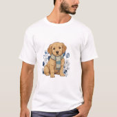 T-shirt Puppy in Cozy Blue Scarf (Devant)