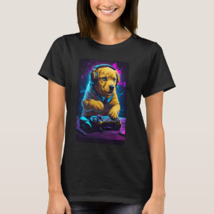 T-shirt Puppy Rave Techno Style Golden Lab Gamer avec Cont