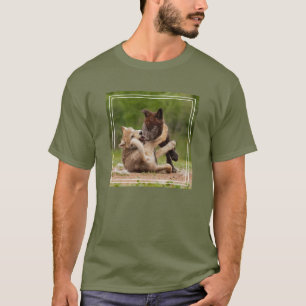 T-shirt Pups de loup gris luttant