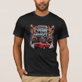 T-shirt Pure Muscle Power – Engine Muscle Car with Flame (Devant)