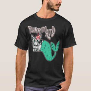 T-shirt Purmaid Sous L'Eau Chat Kitten Sirène Drôle Meow