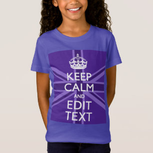 T-Shirt Purple Accent Keep Calm and Your Text Union Jack