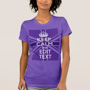 T-shirt Purple Accent Keep Calm and Your Text Union Jack