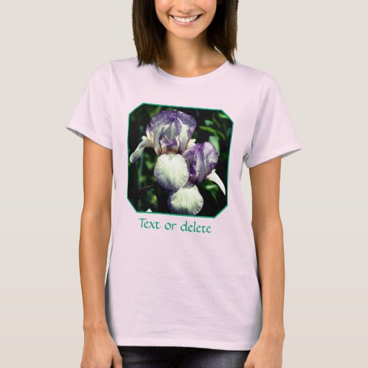 T-shirt Purple And White Bearded Iris Flower Pair (Devant)
