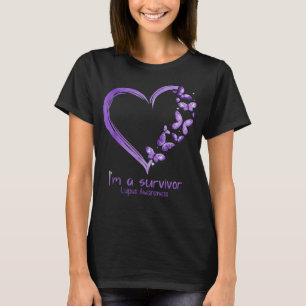 T-shirt Purple Butterfly Heart I'm A Survivor Lupus