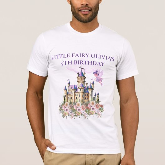 T-shirt Purple Castle Fairytale Anniversaire Thème Invité (Devant)