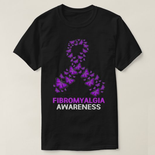 T-shirt Purple Fibromyalgia Butterfly Fibro Awareness (Design devant)