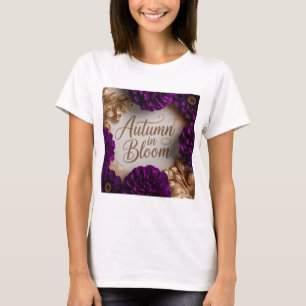 T-shirt Purple Floral Flat Lay Script Autumn Lifestyle Art