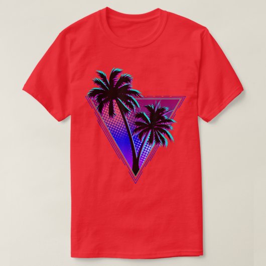 T-shirt Purple Midnight Retro Palm Tree Silhouette Design  (Design devant)