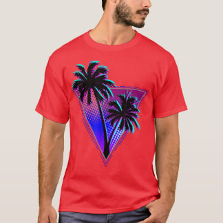 T-shirt Purple Midnight Retro Palm Tree Silhouette Design 