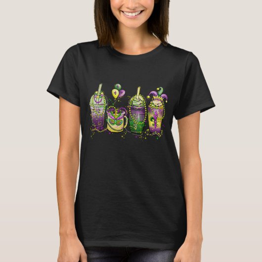 T-SHIRT PURPLE OR VERT MARDI GRAS BOISSONS (Devant)