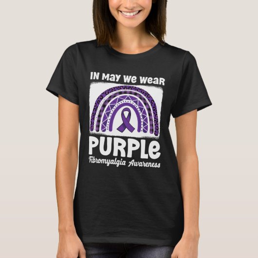 T-shirt Purple Rainbow Support Fibro Warrior Fibromyalgia (Devant)