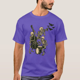 T-shirt Purple Retro Skeleton Band Halloween