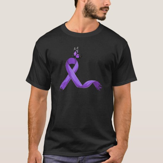 T-shirt Purple Ribbon Cute  Fibromyalgia Awareness (Devant)
