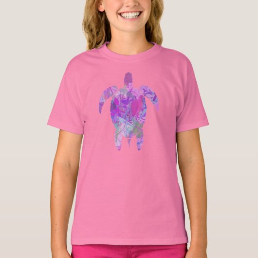 T-shirt PURPLE TURTLE DE MER avec DESIGN DE PEINTURE T SHI (Devant)