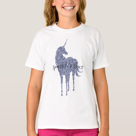 T-shirt Purple Unicorn Parties scintillant personnalisée (Devant)