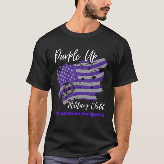 T-shirt Purple Up For Military Child Mois Dandelion Spark (Devant)