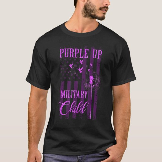 T-shirt Purple Up For Military Child Mois Dandelion Spark (Devant)