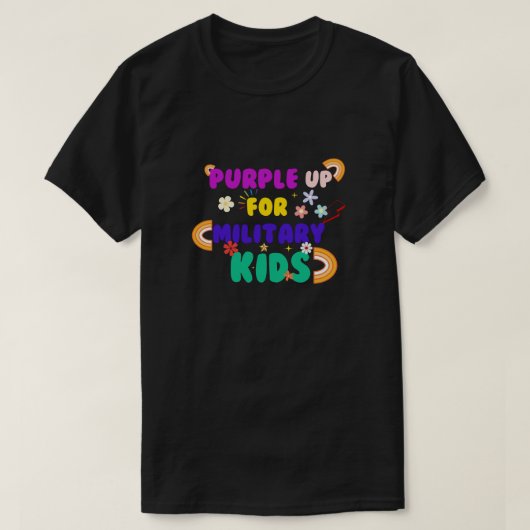 T-SHIRT PURPLE UP FOR  MILITARY KIDS (Design devant)