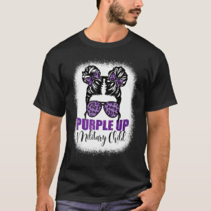 T-shirt Purple Up For Military Kids Messy Bun Military Chi