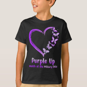 T-shirt Purple Up Militaire Mois Coeur Papillon