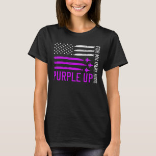 T-shirt Purple Up Militaires Enfants Militaires US Drapeau