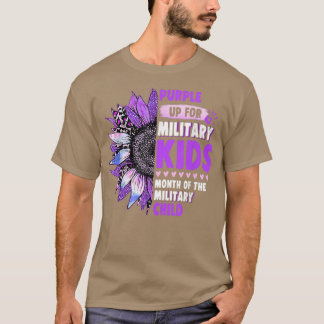 T-shirt Purple Up Military Child Leopard Sunflower