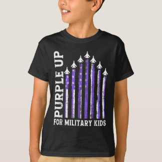 T-shirt Purple Up Pour Le Mois Militaire Enfant