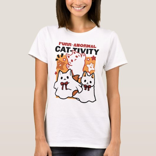 T-shirt Purr-anormal Cat Cat mignonne Halloween Conception (Devant)