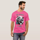 T-shirt Purr-Cussioniste À Workfun Chat Jouer Des Fûts (Devant entier)