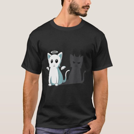 T-shirt Purr Evil Devil Chat Halloween Happy Chat Angel De (Devant)