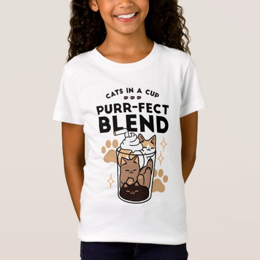 T-Shirt Purr-fect Blend : Cat and Coffee Art for Pet Lover (Devant)