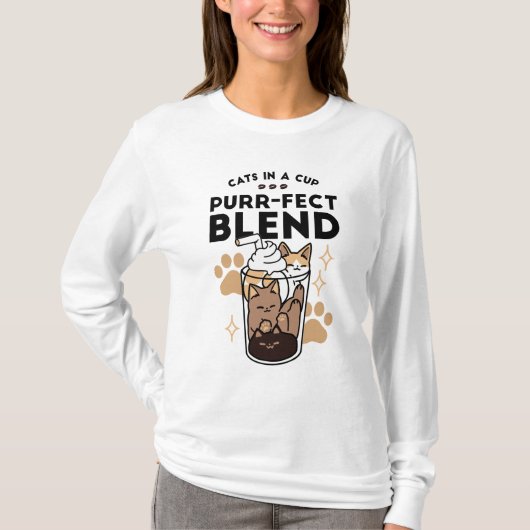 T-shirt Purr-fect Blend : Cat and Coffee Art for Pet Lover (Devant)