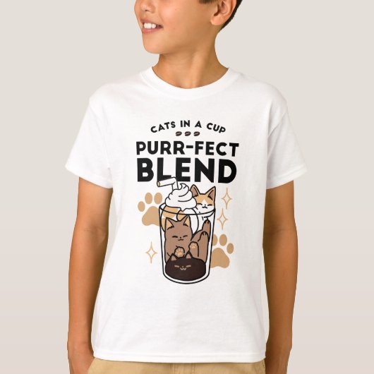 T-shirt Purr-fect Blend : Cat and Coffee Art for Pet Lover (Devant)