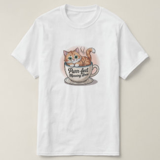 T-shirt "Purr fect Morning Brew Cat Mug - Cute Coffee Love