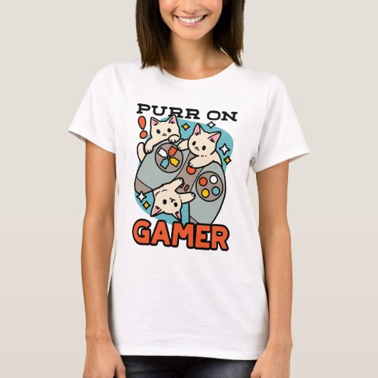 T-shirt Purr On Gamer - Conception De Jeu De Chat Cute (Devant)