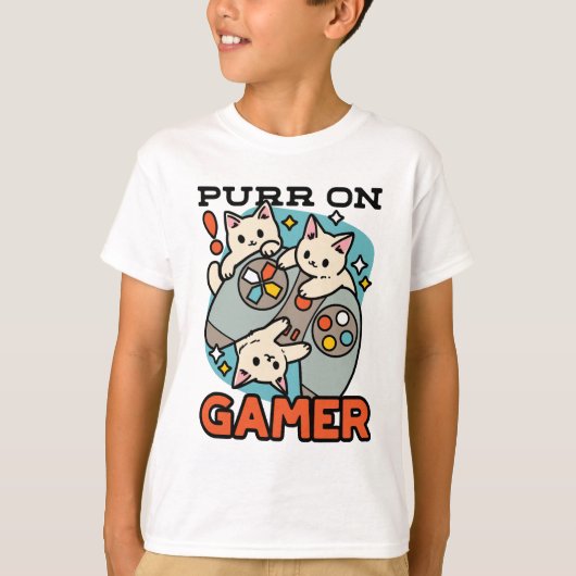 T-shirt Purr On Gamer - Conception De Jeu De Chat Cute (Devant)