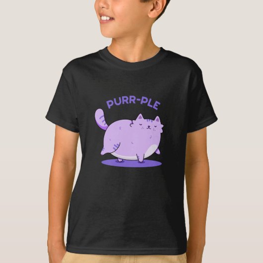 T-shirt Purr-ple Funny Gras Kitty Chat Pun Dark BG (Devant)