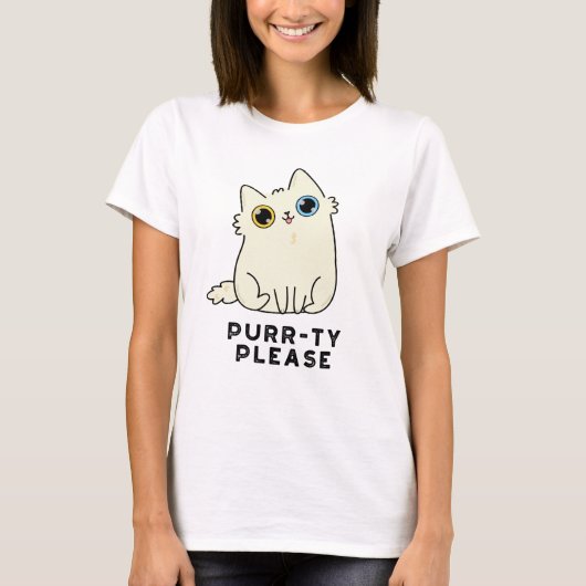 T-shirt Purr ty S'Il Vous Plaît Funny Kitty Chat Pun (Devant)