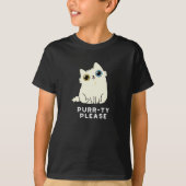 T-shirt Purr ty S'Il Vous Plaît Funny Kitty Chat Pun Dark  (Devant)