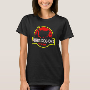 T-shirt Purrassic Chonk Chat Échelle Mème Style Rétro Chat