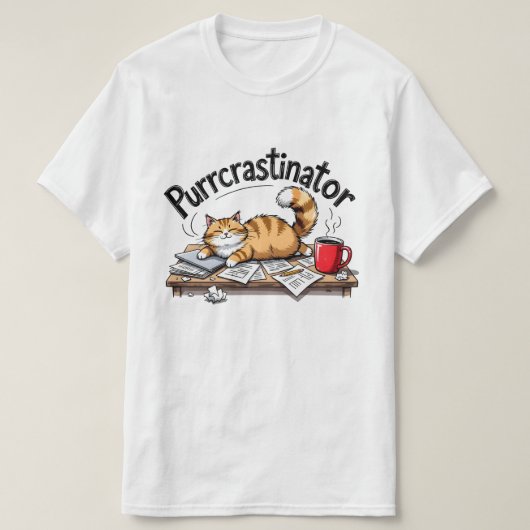 T-shirt Purrcrastinator Design Tee (Design devant)
