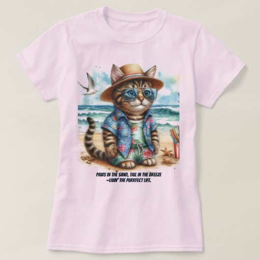 T-shirt Purrfect Beach Life pour les amateurs de chats Kit (Design devant)