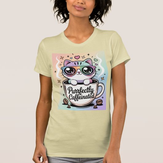 T-shirt Purrfectly Caffeinated  (Devant)