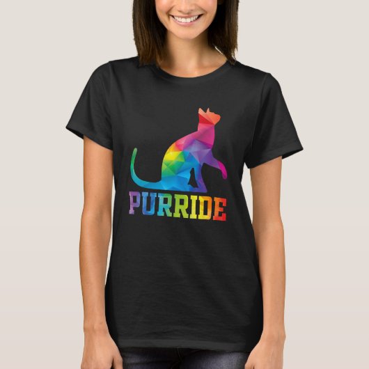 T-shirt Purride Cat  Pride Month Gay Rights Rainbow Cat (Devant)